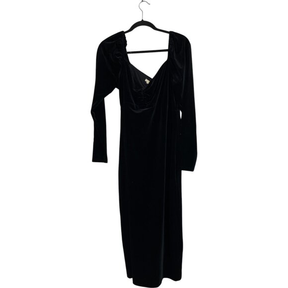 Boden Womens Velvet Dress Midi sheath UK 14R US 10 R Black Sweetheart D0371 NWT - Picture 2 of 12